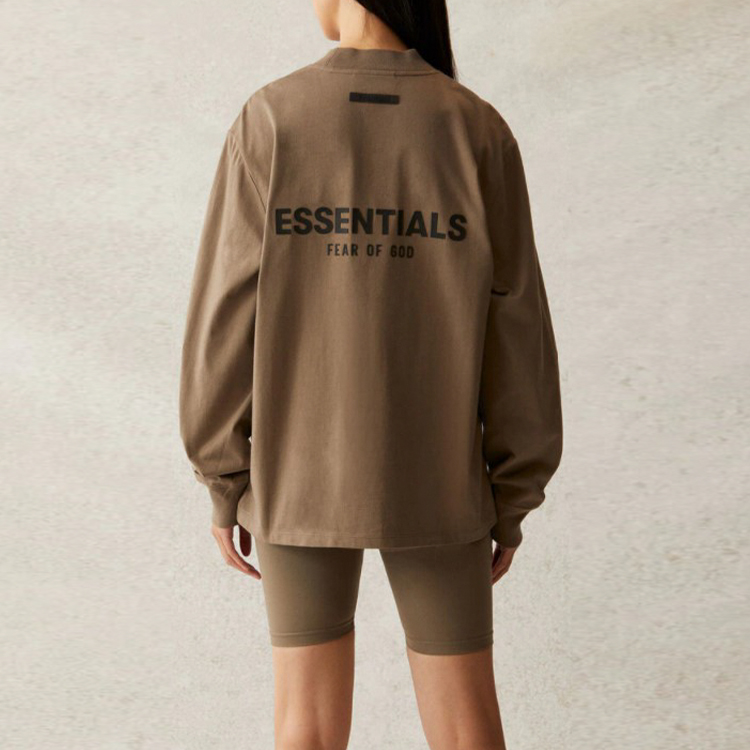 Худи Fear of God Essentials SS21 Long Sleeve Tee Taupe (серо-коричневый) — фото 3