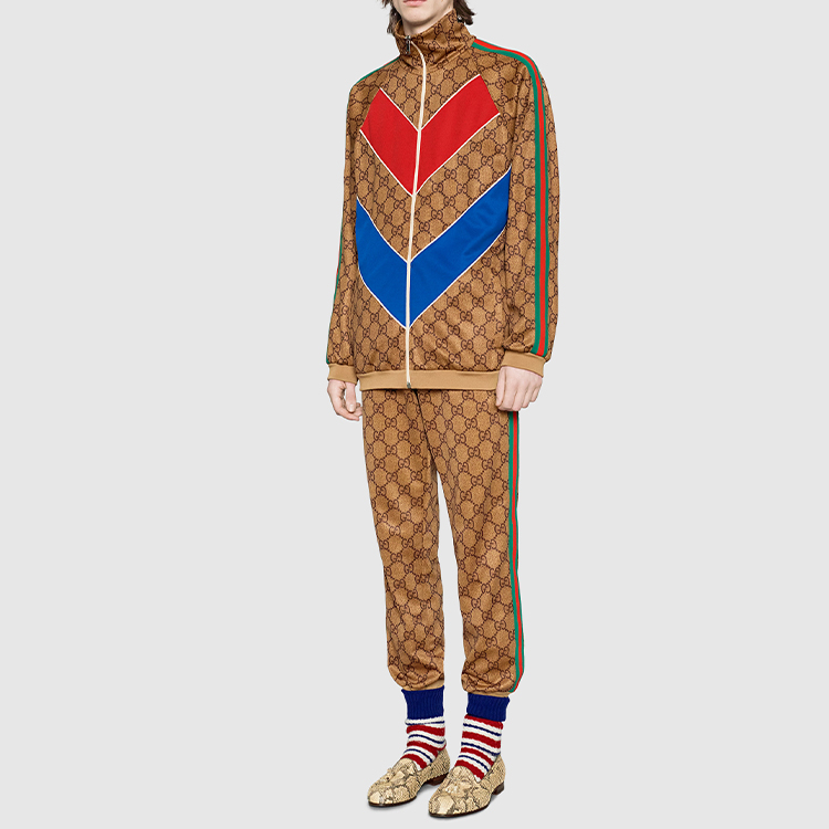 Мужские штаны Gucci FW18 GG (коричневые) — фото 4