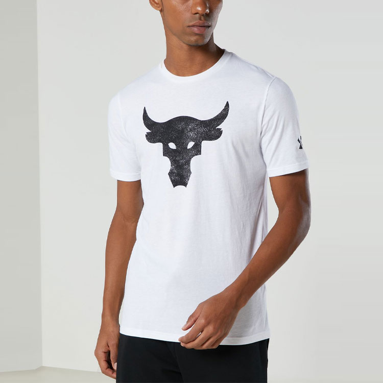 Мужская футболка Under Armour Project Rock Brahma Bull (белая) — фото 3