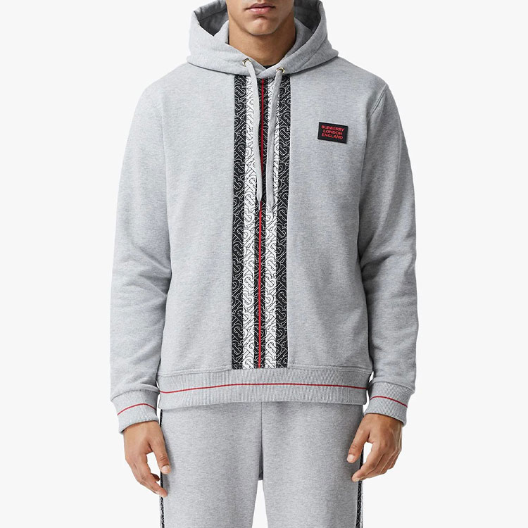 Мужское худи Burberry Stripe Hoodie (серое) — фото 2