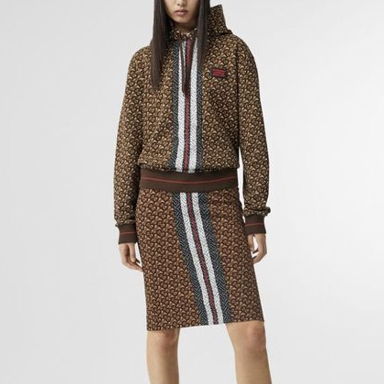Женское худи Burberry Logo Stripe (коричневое) — фото 3