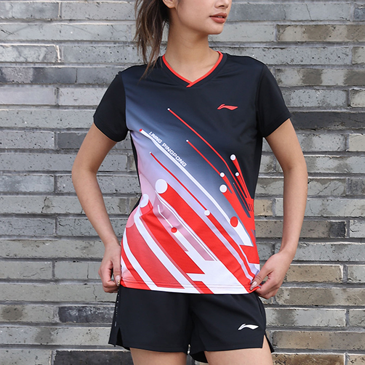 Li Ning Table Tennis Collection Table Tennis Clothing Women’s Black V Neck Moderate
