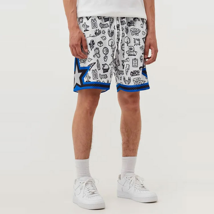 Mitchell Ness Basketball Shorts Men’s White Moderate Straight Fit Pants