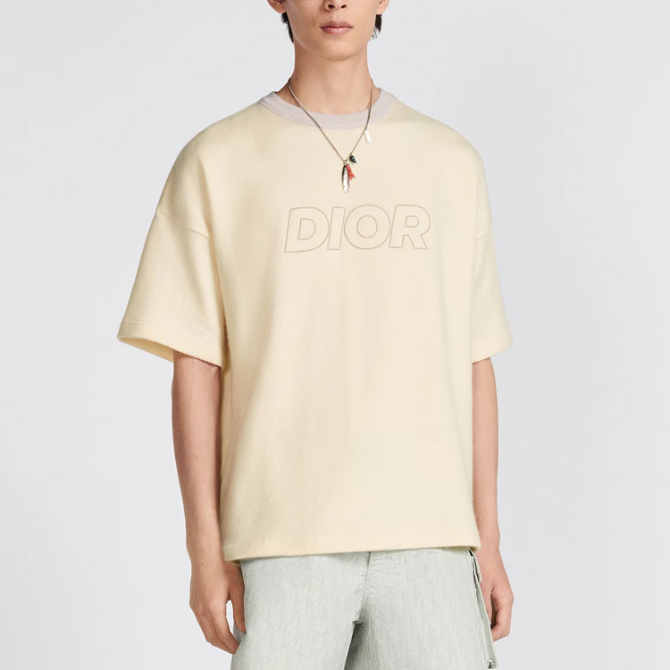 Мужская футболка Dior FW23 T (миндально-белая) — фото 3