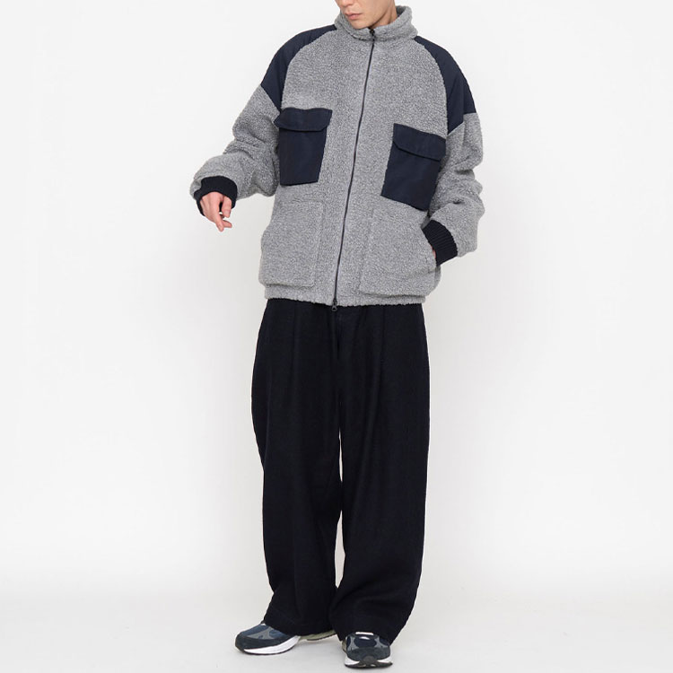Куртка nanamica FW22 Vintage Wool Fleece Jacket (бежево-синяя) — фото 2