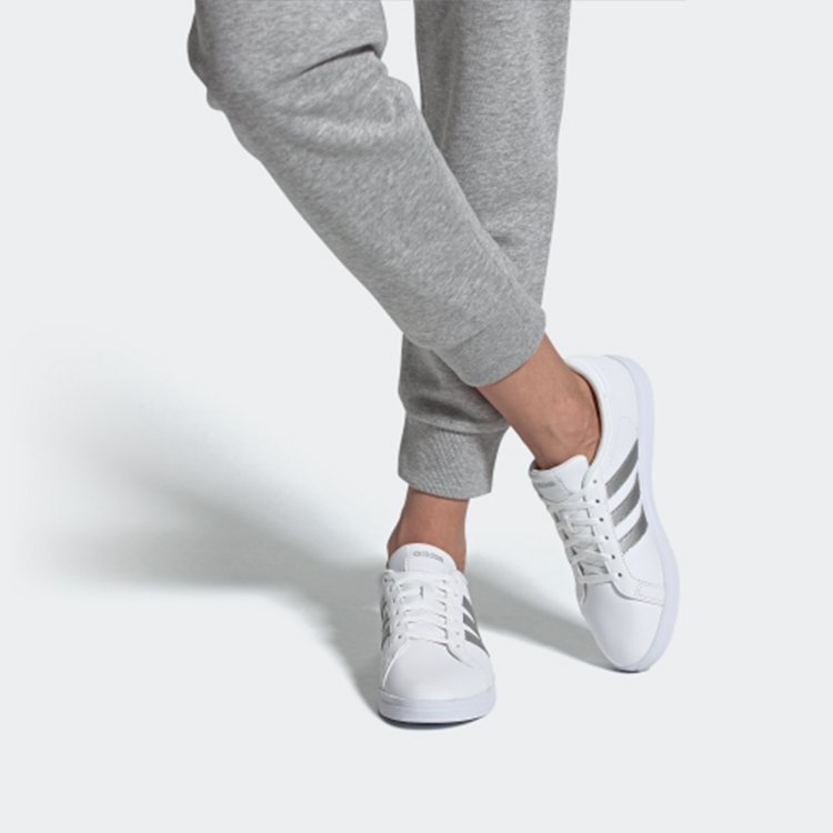 Женские кеды adidas neo Courtpoint X (бело-серебряные) — Белый / серебристый — фото 7