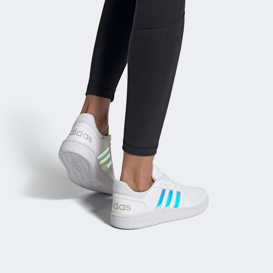 Женские кеды adidas neo Hoops 2.0 (белый / синий / фиолетовый) — фото 6