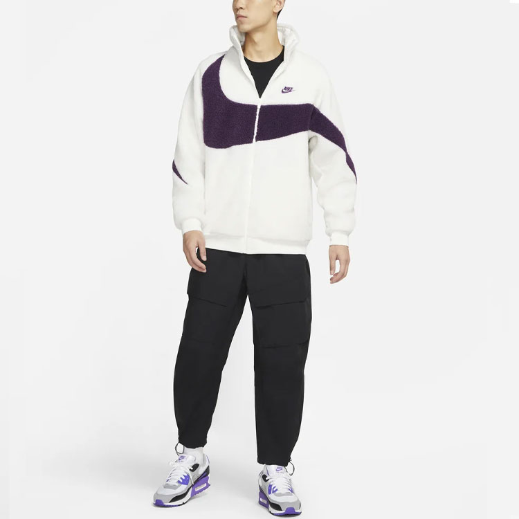 Мужская куртка Nike Big Swoosh (бело-черная) — фото 3
