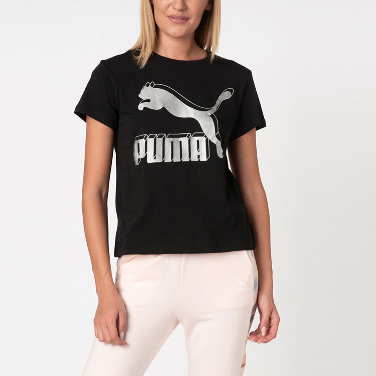 Женские футболка PUMA Classics Logo Tee (черная) — фото 4