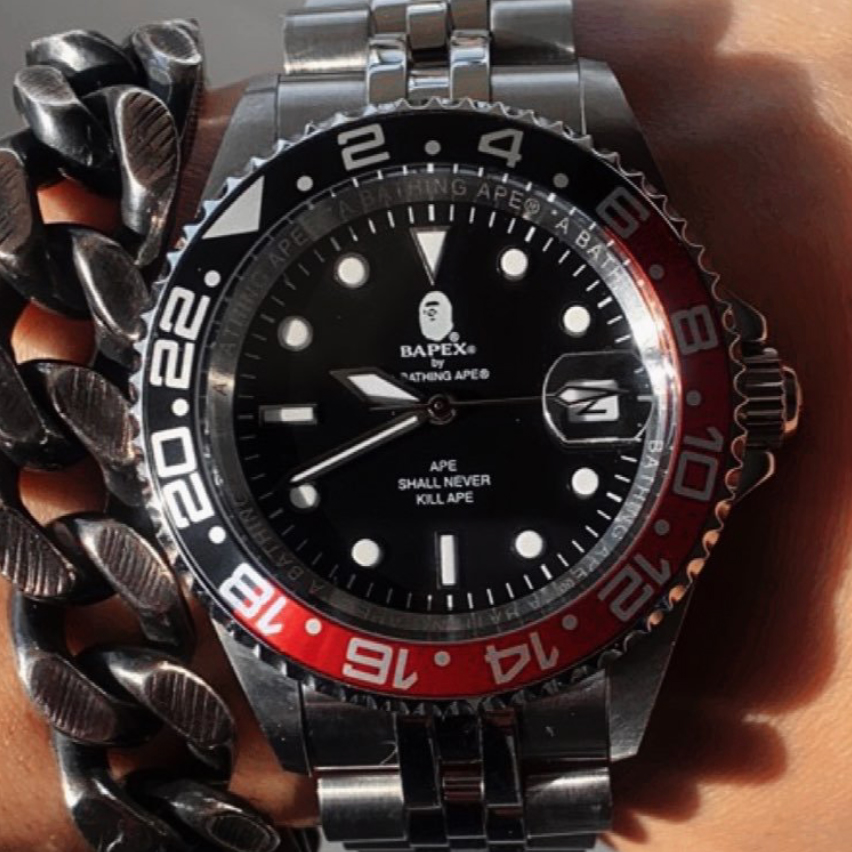 Мужские часы A BATHING APE A BATHING APE Bape Type2 Bapex 48mm 1G30-182-028 (черные) — фото 4