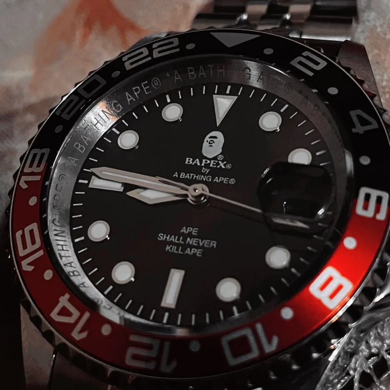 Мужские часы A BATHING APE A BATHING APE Bape Type2 Bapex 48mm 1G30-182-028 (черные) — фото 5