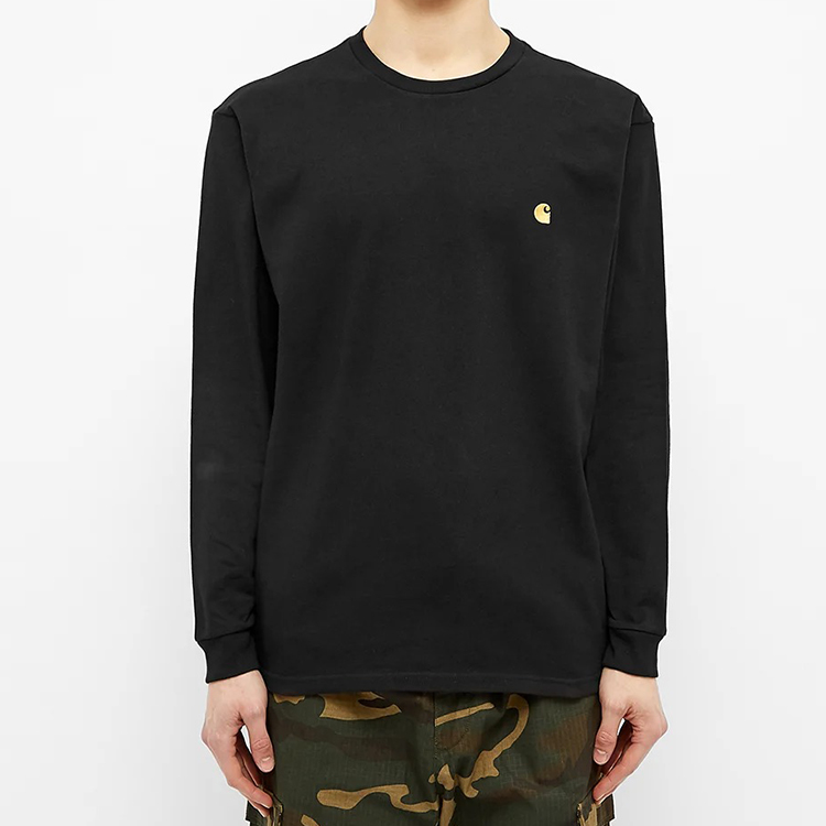 Мужской лонгслив Carhartt WIP Chase Tee (черный) — фото 2