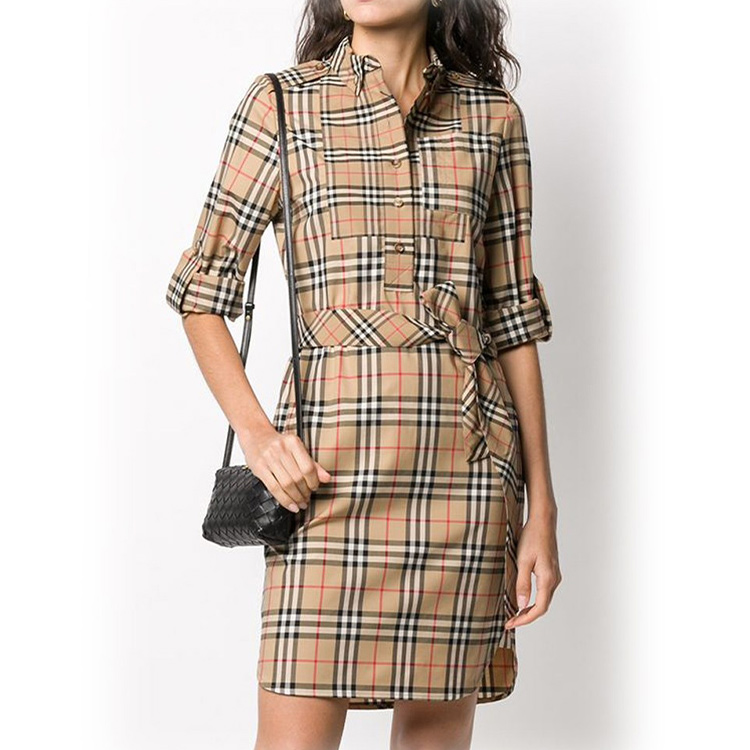 Женское платье Burberry (каштаново-бежевое) — фото 2