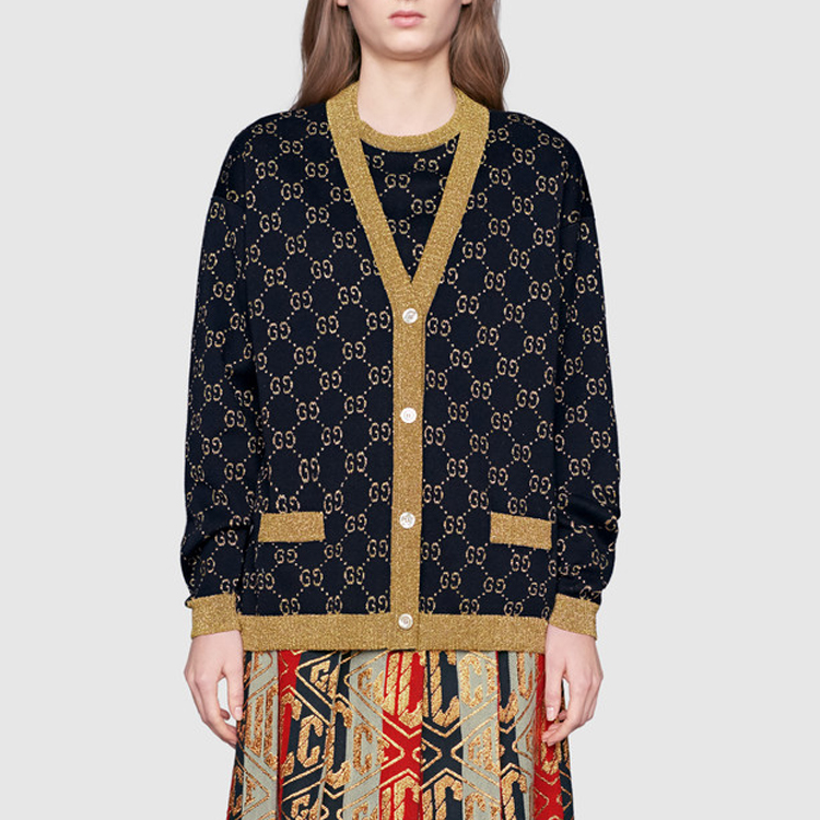 Женская куртка Gucci Logo (темно-синяя) — фото 5