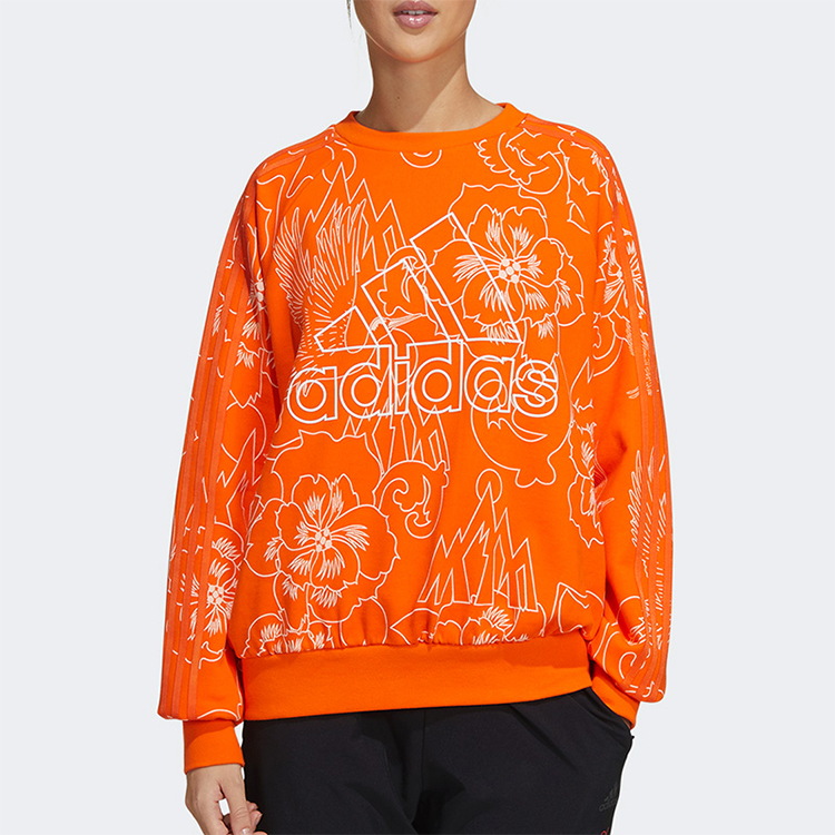 Женское худи adidas Aop Sweat logo (оранжевое) — фото 2