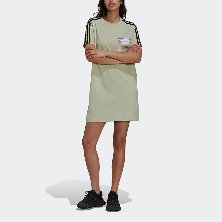 Женское платье adidas originals Ribbed Tee Dress (зеленое) — фото 2
