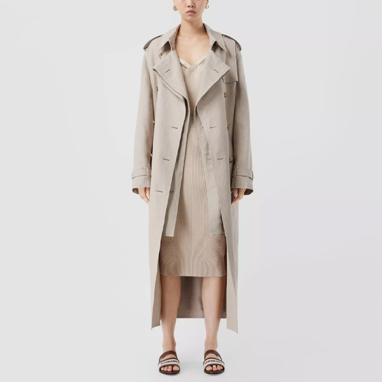 Женская юбка Burberry Ribbed Pencil Skirt (бежевая) — фото 5