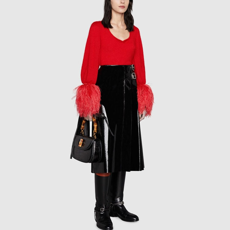 Женская юбка Gucci A-Line Midi (черная) — фото 5
