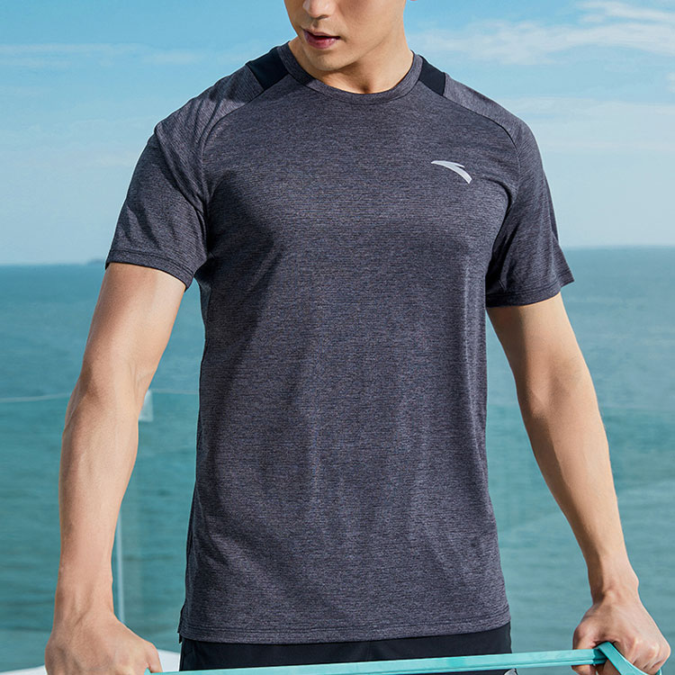 ANTA Variety Training Collection Casual Sportswear Men’s Black Heather Gray Crew Neck Moderate