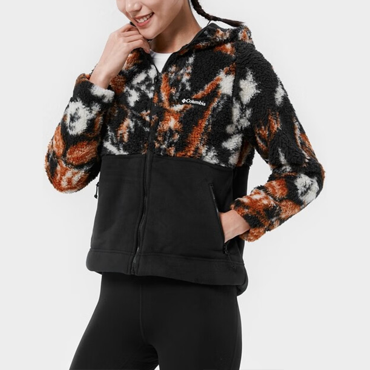 Columbia Fleece Tops Women’s Black Hooded Thickened Other