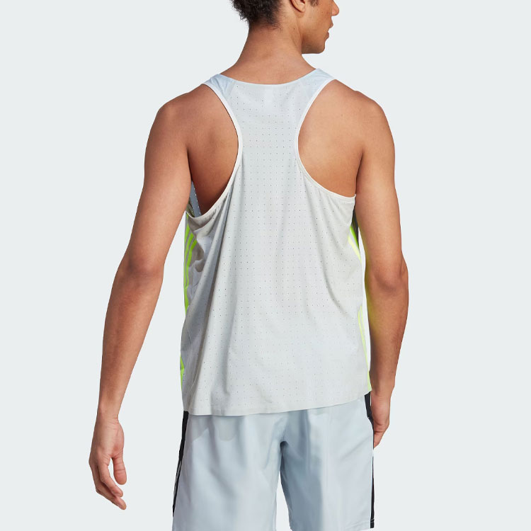 Adidas Running Tank Tops Men’s Blue Gray Crew Neck Moderate Straight Fit