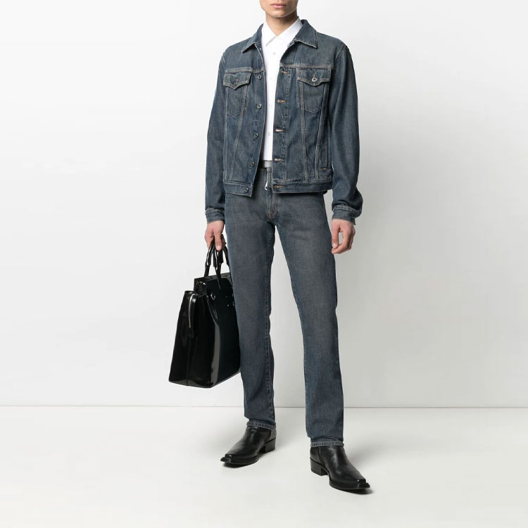 Мужская куртка OFF-WHITE SS21 Logo (синий) — фото 3