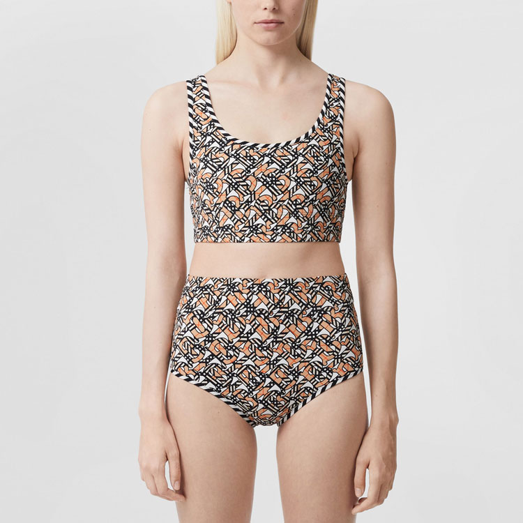 Burberry SS22 Women’s Printed Full Pattern Two-piece Swimsuit White