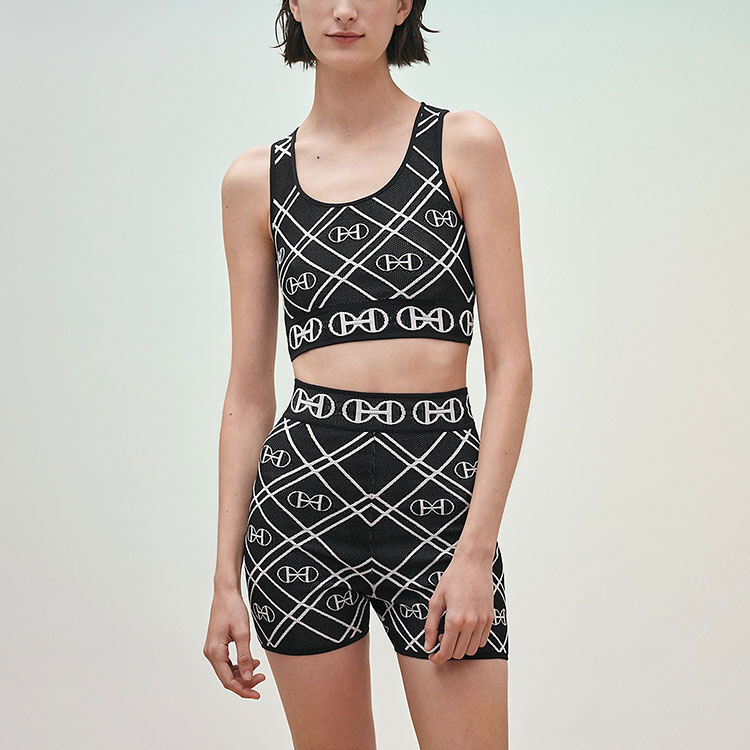 Женский топ Hermes Geometric Pattern (черный) — фото 2