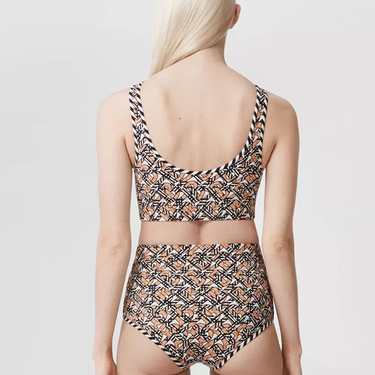 Burberry SS22 Women’s Printed Full Pattern Two-piece Swimsuit White