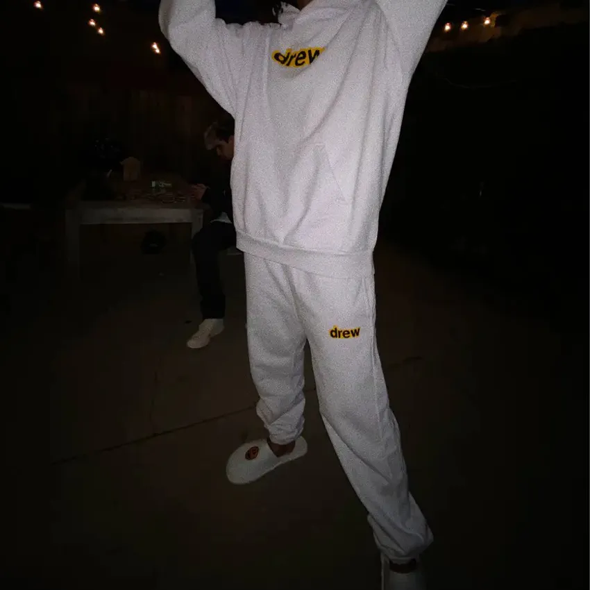 Drew House Letter Logo Series Knitted Sweatpants Unisex White