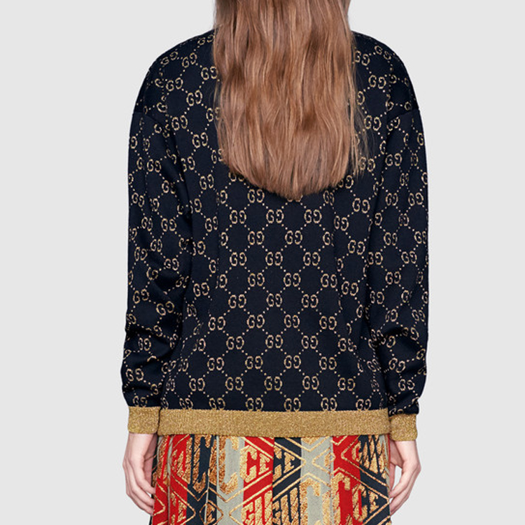 Женская куртка Gucci Logo (темно-синяя) — фото 6