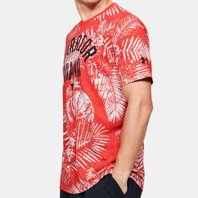 Мужская футболка Under Armour Project Rock Aloha camo (красная) — фото 3