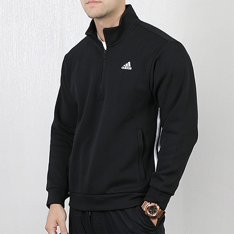 Мужская куртка adidas M MH 3S 1/2 ZIP (черная) — фото 3