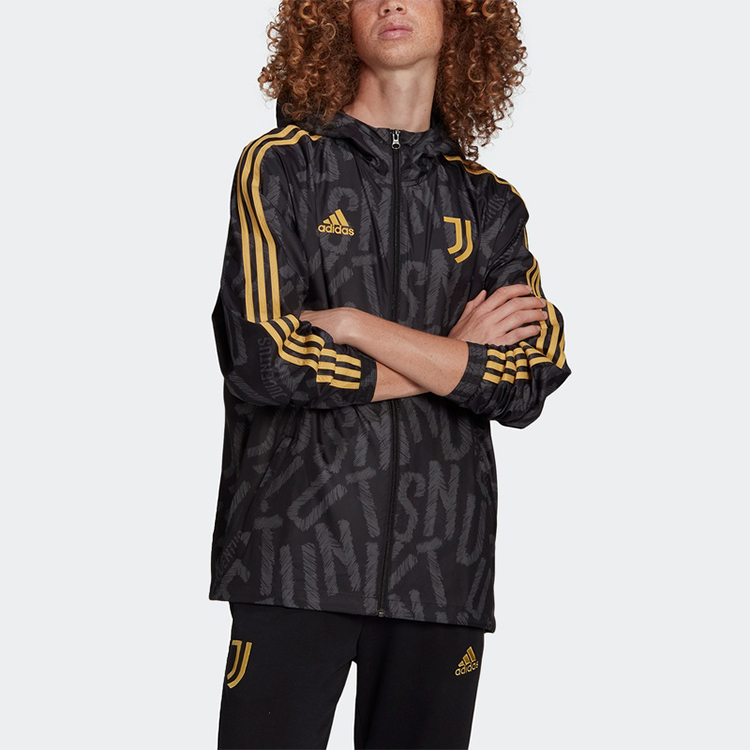 Мужская куртка adidas JUVE WINDBREAKR (черная) — фото 3