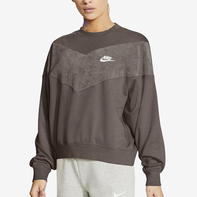 Женская толстовка Nike As W Nsw Hrtg Crew Velour (черно-серый) — фото 3