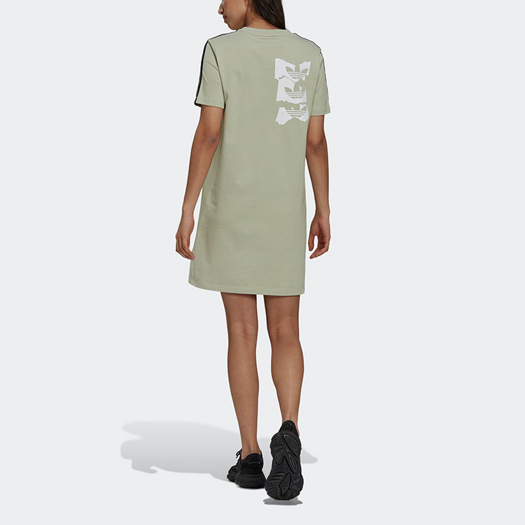 Женское платье adidas originals Ribbed Tee Dress (зеленое) — фото 4