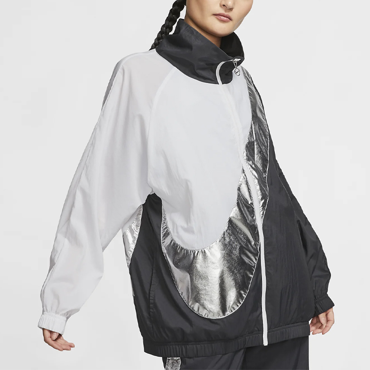 Женская куртка Nike Womens Swoosh Jacket Woven Cb Gel (черно-разноцветная) — фото 4