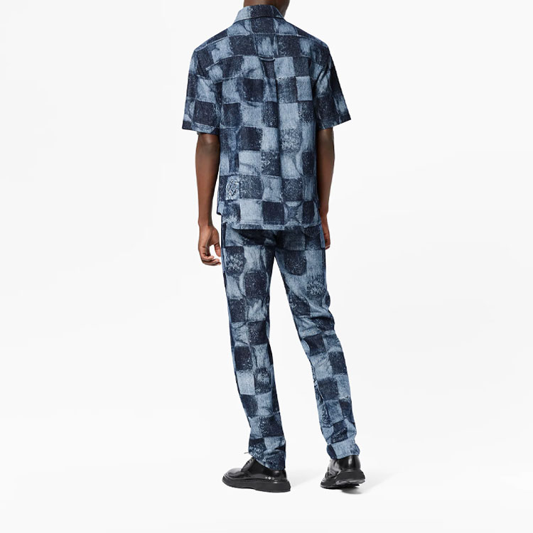Мужская рубашка Louis Vuitton Denim Check (синяя) — фото 5