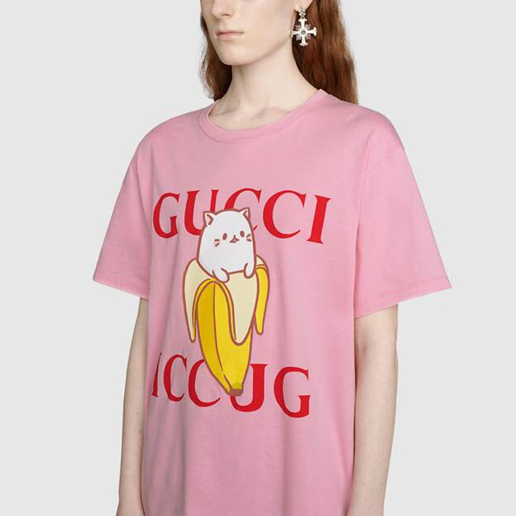 Женская футболка Gucci x Bananya (розовая) — фото 5