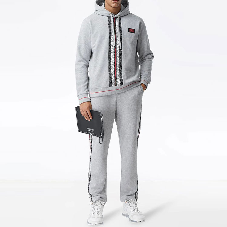Мужское худи Burberry Stripe Hoodie (серое) — фото 5