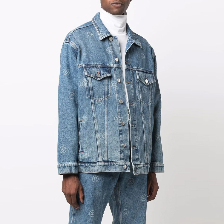 Мужская куртка Martine Rose Logo Denim Jacket (синяя) — фото 3