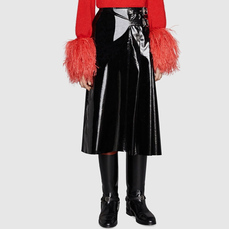 Женская юбка Gucci A-Line Midi (черная) — фото 4