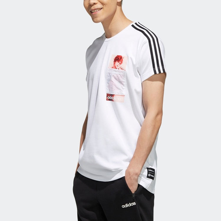 Мужская футболка adidas neo (белая) — фото 5