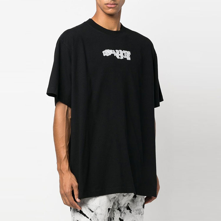 Мужская футболка OFF-WHITE LogoT (черная) — фото 4