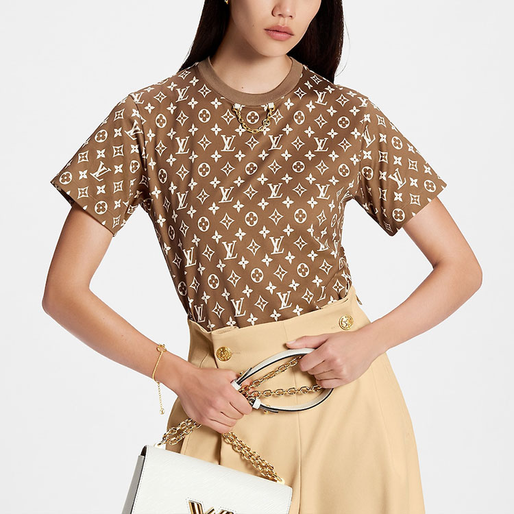 Женские футболка Louis Vuitton LOUIS VUITTON (коричневый) — фото 3