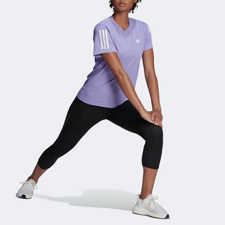 Adidas Running T Shirts Women’s Light Purple Crew Neck Moderate Straight Fit