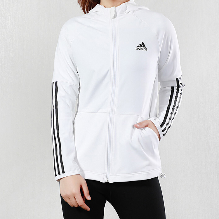 Женская куртка adidas 3S Fz Hoodie (белая) — фото 3