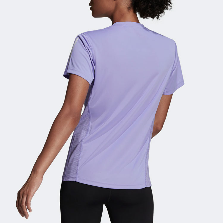 Adidas Running T Shirts Women’s Light Purple Crew Neck Moderate Straight Fit