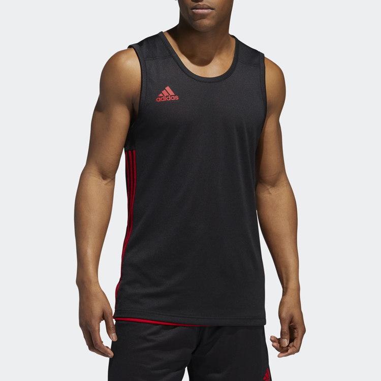Мужская майка adidas Баскетбольная (черно-красная) — фото 3