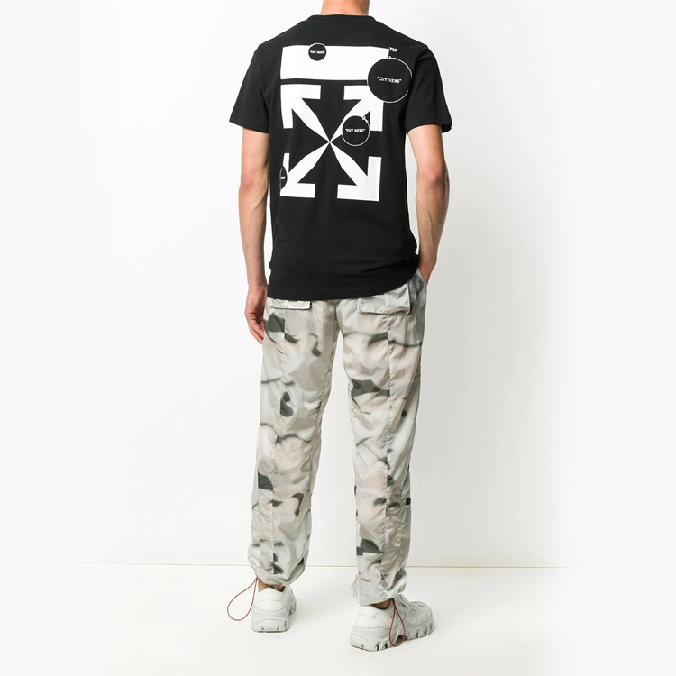 Мужская футболка OFF-WHITE FW20 Cut Here LogoT (черная) — фото 3